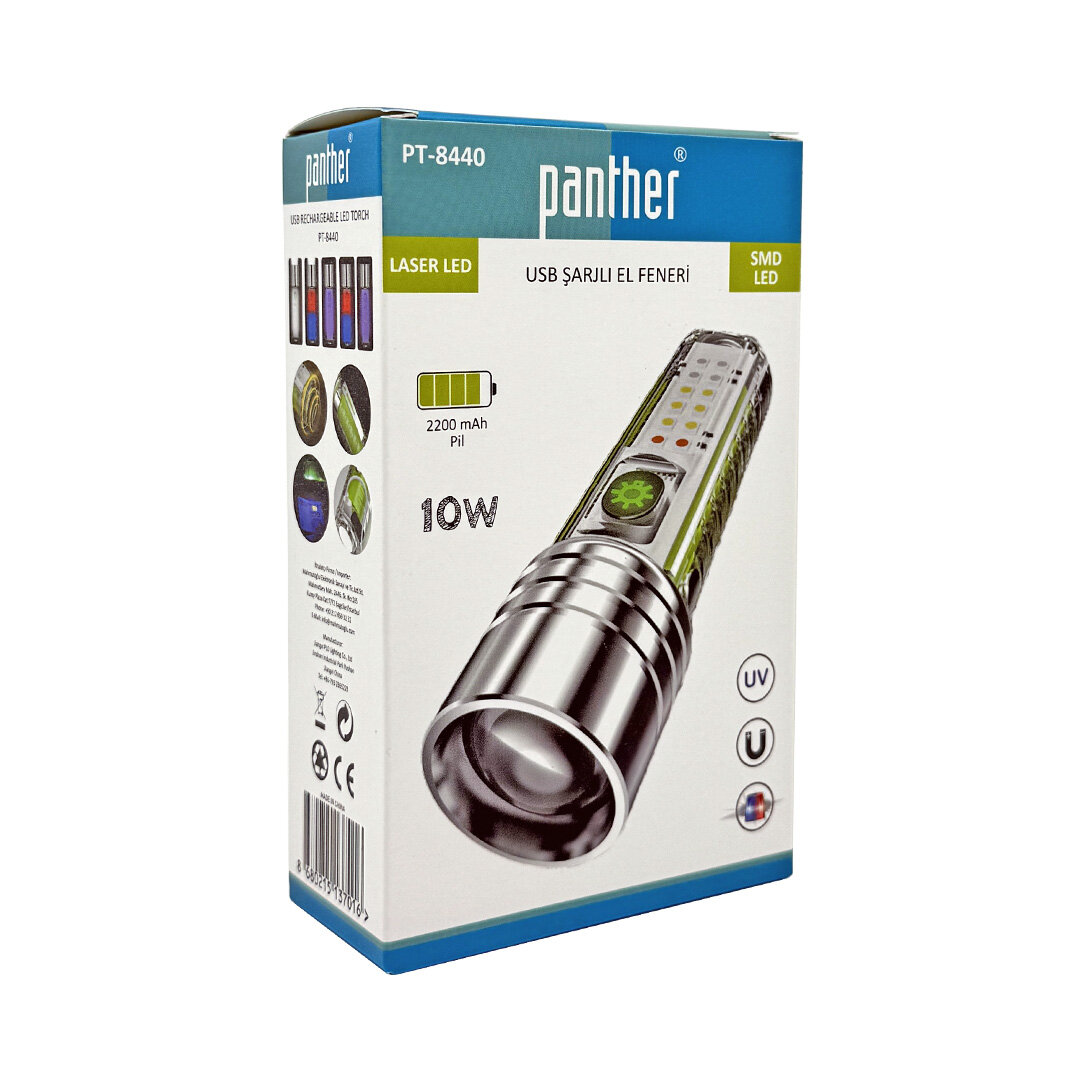 PANTHER PT-8440 USB ŞARJLI EL FENERİ