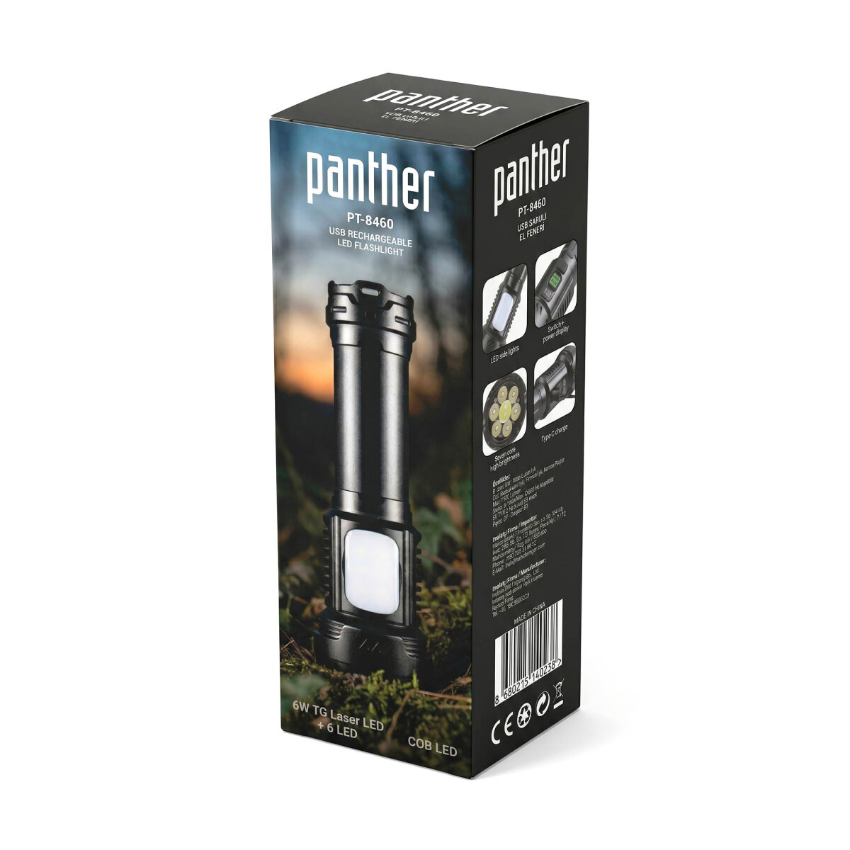 PANTHER PT-8460 USB ŞARJLI EL FENERİ