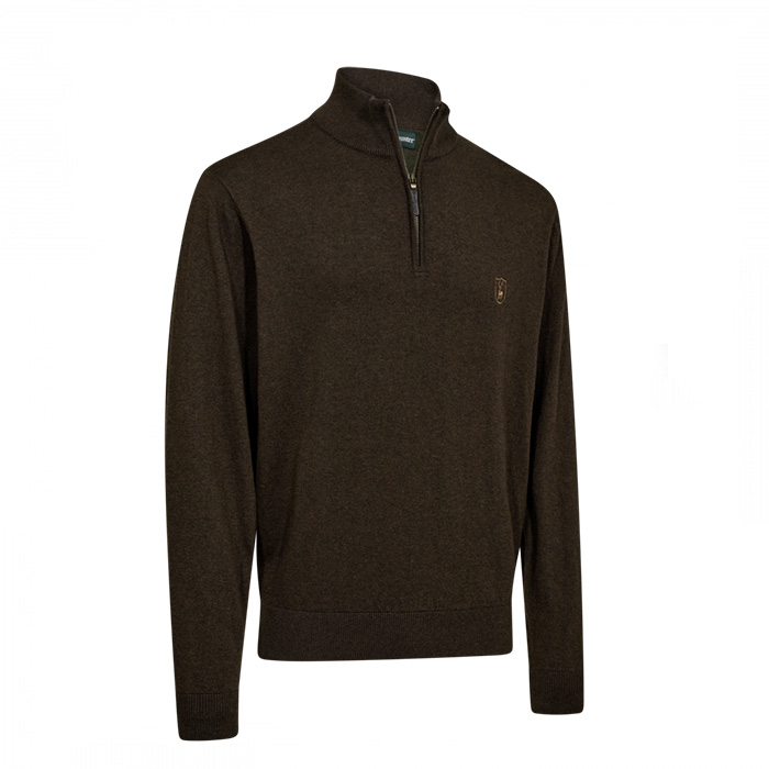 DEERHUNTER Harrington Fermuarlı Kahverengi Kazak XL
