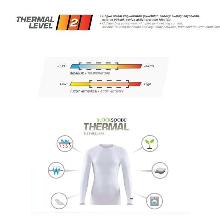 BLACKSPADE Termal Alt İçlik 2. Seviye Beyaz - XXL