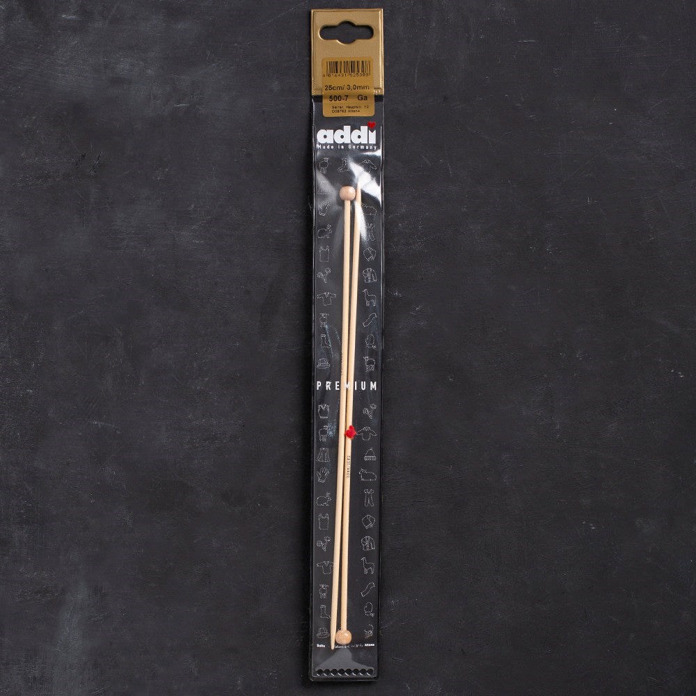 Addi Premium 3mm 25cm Bambu Örgü Şişi - 5007025-03
