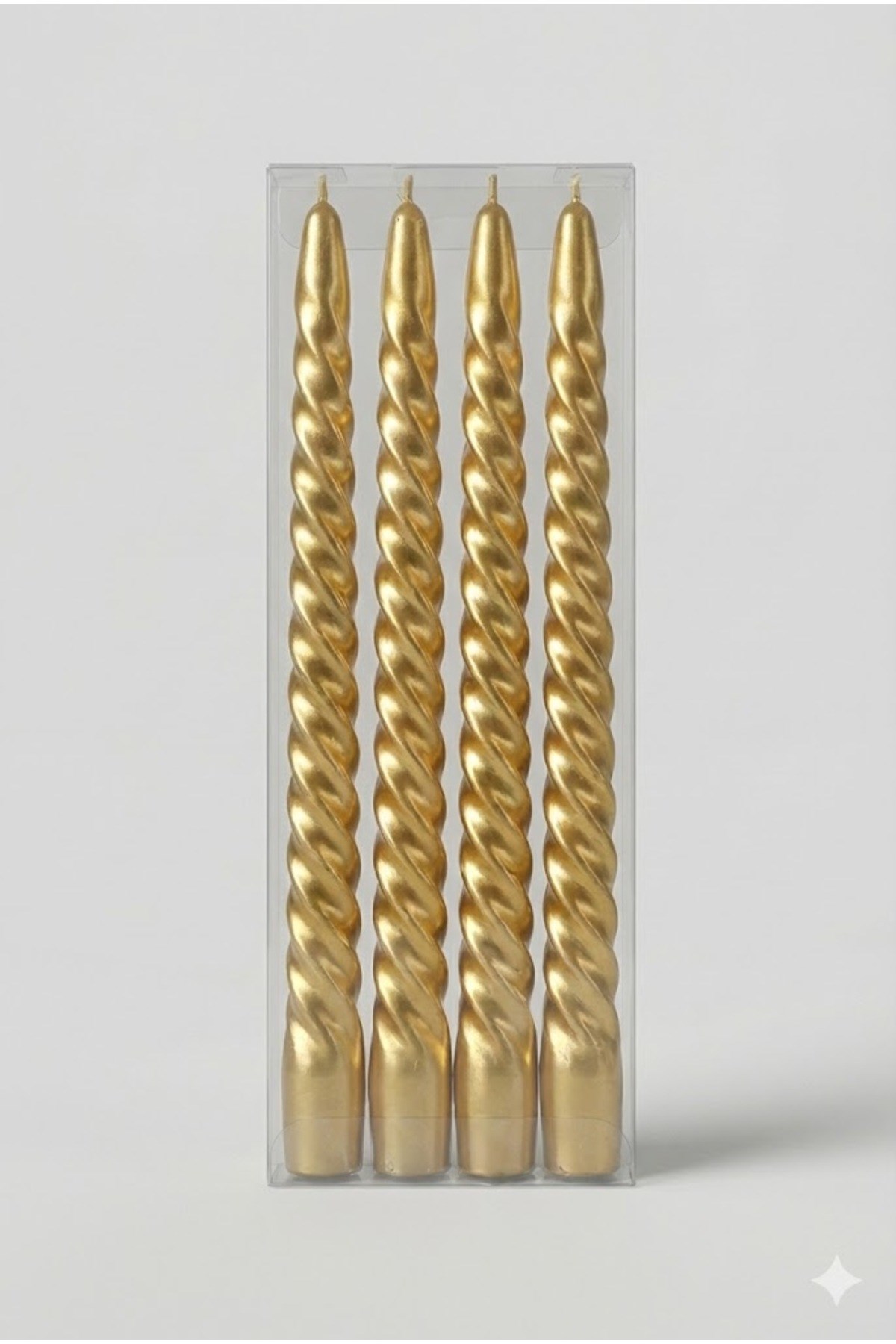 4’lü Lüks Burgu Şamdan Mumu 26 cm - Damlatmaz Spiral Dekoratif Mum Seti