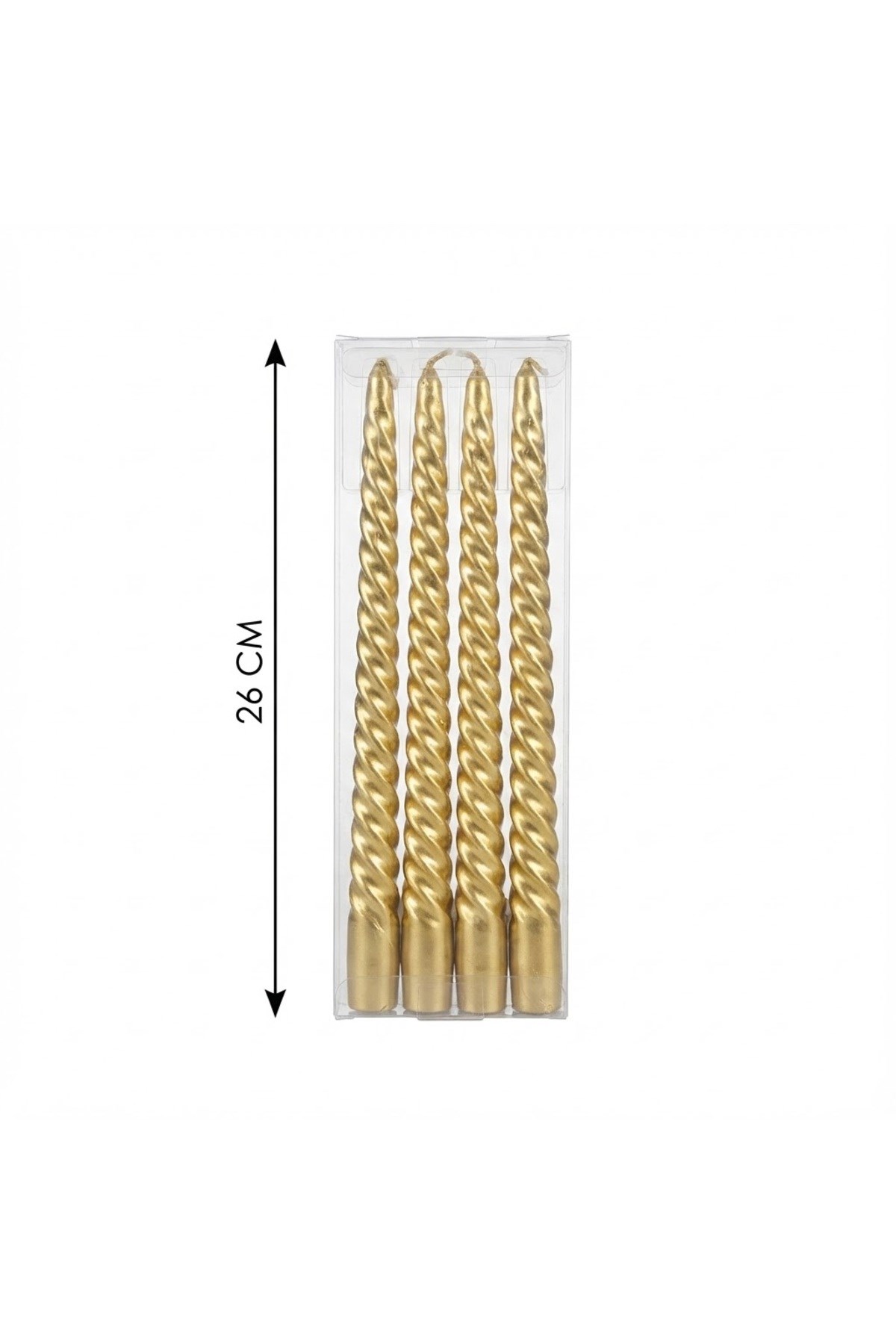 4’lü Lüks Burgu Şamdan Mumu 26 cm - Damlatmaz Spiral Dekoratif Mum Seti