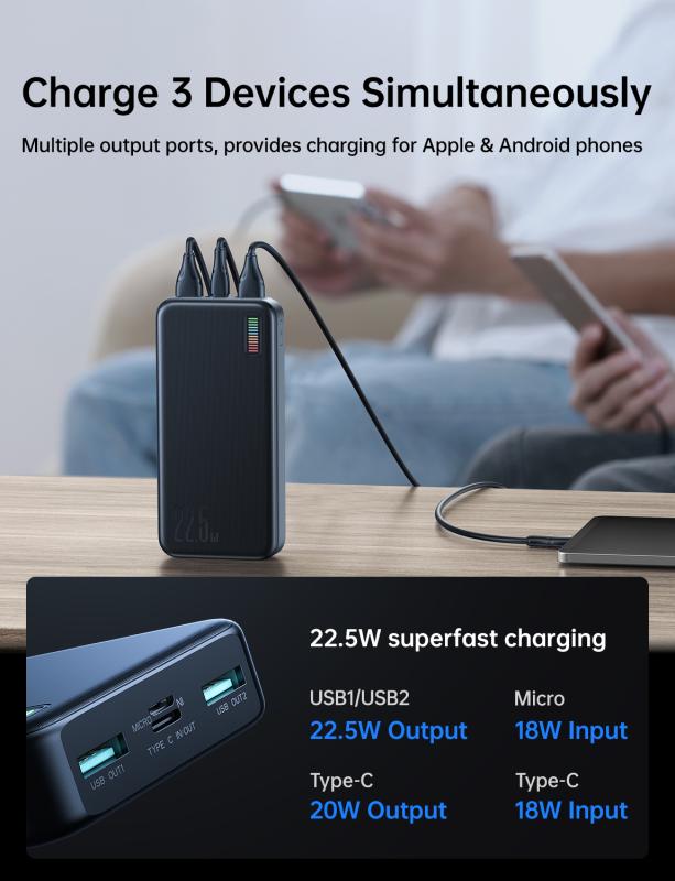 JOYROOM JR-QP195 22.5W POWERBANK 20000MAH-WHITE