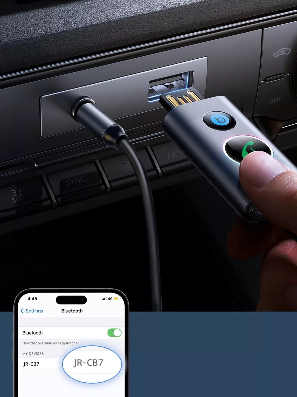 JOYROOM JR-CB7 CAR-B SERIES WIRELESS RECEIVER-GRAY