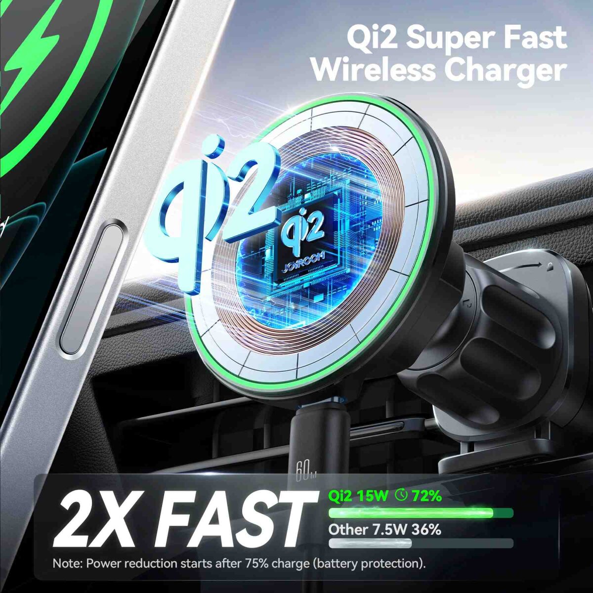JOYROOM JR-ZS412 MAGNETIC WIRELESS CAR CHARGE HLD.