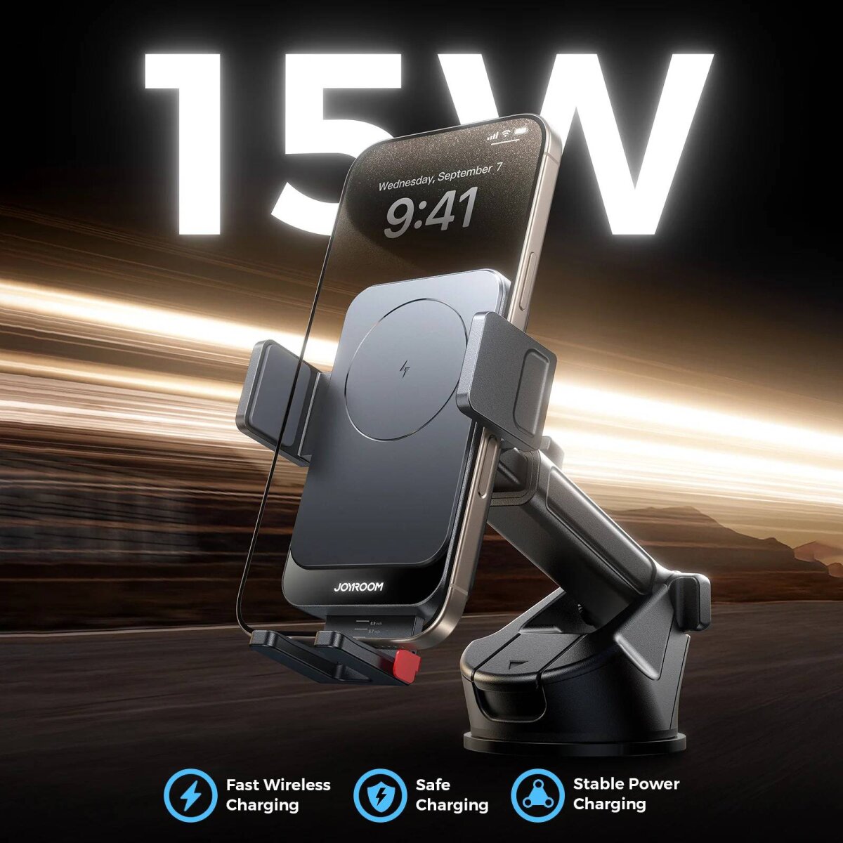 JOYROOM JR-ZS241S WIRELESS CAR CHARGER HOLDER BLCK.