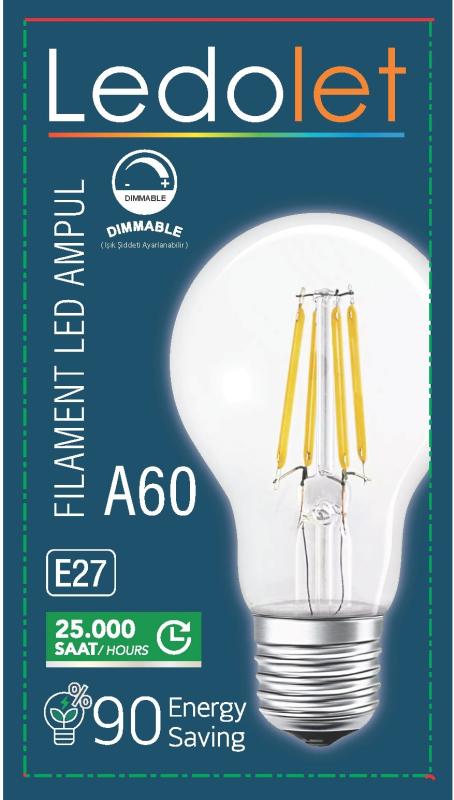 LEDOLET FLAMENT A60 6W AMPUL