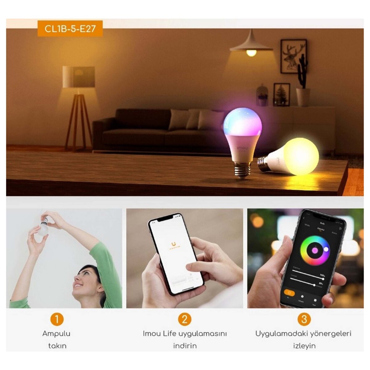 IMOU CL1B-5-E27 AKILLI LED WIFI AMPUL