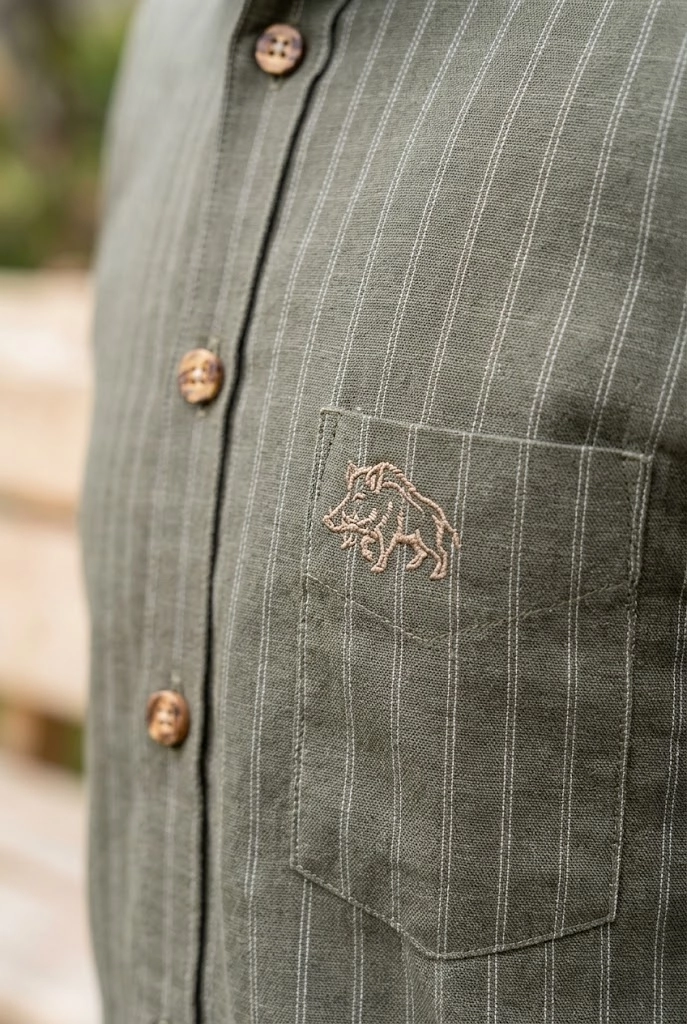 OS-Trachten Erkek Outdoor Oduncu Gömleği Yeşil Çizgili Uzun Kollu %100 Pamuk Slim Fit