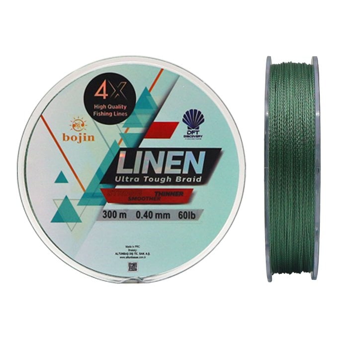 DFT Bojin 4X Linen İp Misina 0.40 mm  300 m  Yeşil