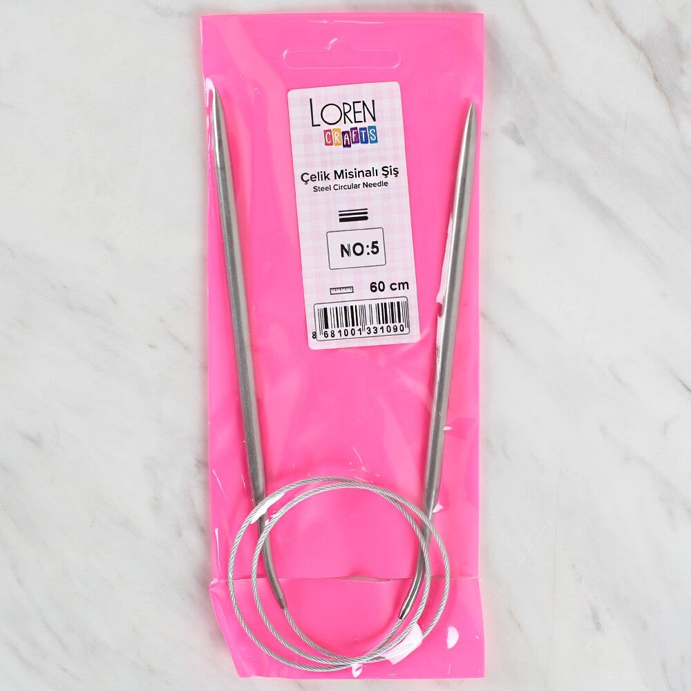 Loren Crafts 5 mm Çelik Misinalı Şiş 60 cm