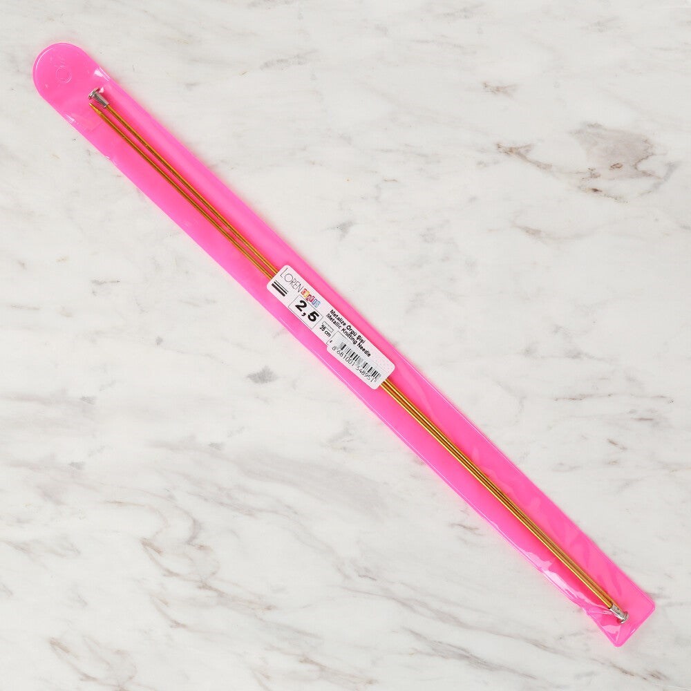 Loren Crafts 2,5 mm 35 cm Sarı Metal Örgü Şişi - L