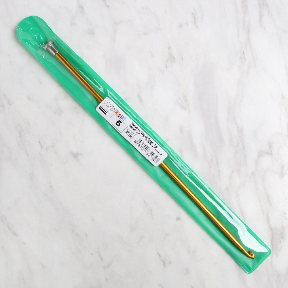 Loren Crafts 5 mm 25 cm Sarı Metal Gagalı Örgü Tığ