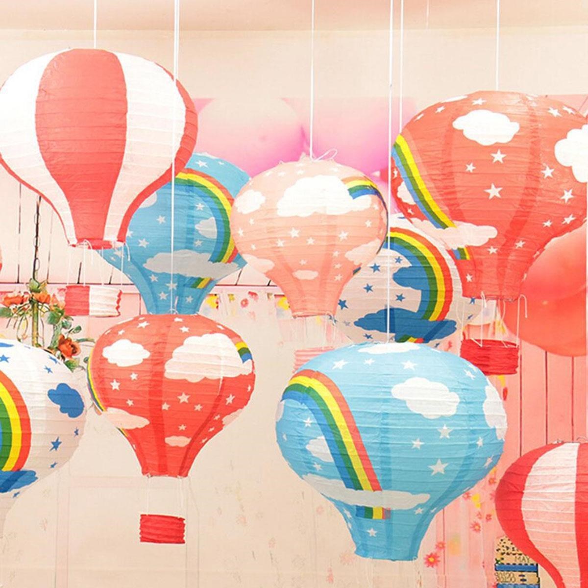BUFFER® Dekoratif Renkli Kağıt Dilek Feneri Balonu Renkli Uçan Balon