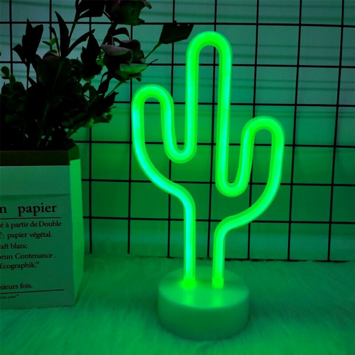 BUFFER® Kaktüs Dekoratif Neon Led Masa Ve Duvar Lambası Gece Lambası