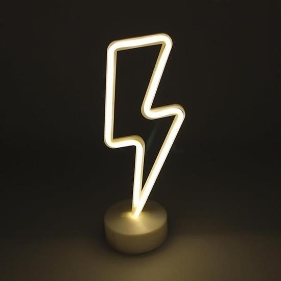 BUFFER® Dekoratif Şimşek Şeklinde Pilli Neon Led Lamba Süs Masa Lambası
