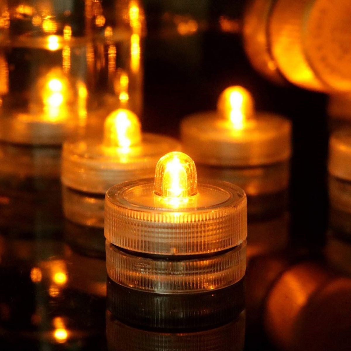 BUFFER® Su Geçirmez Led Mum Dekoratif Mini Su Altı Aydınlatması 12li Set