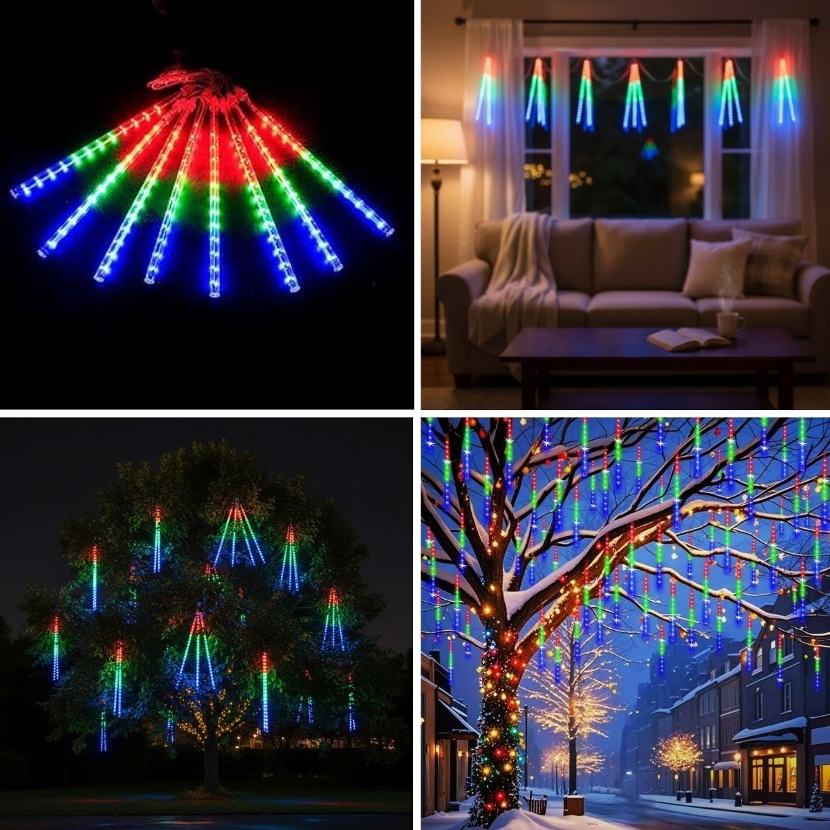 10’lu 45 CM Uzunluğunda Plastik Meteor 2m Kablo LED USB RGB Ağaç Işığı – Renk Değiştiren Asmalı Dekoratif Bahçe ve Dış Mekan Aydınlatması