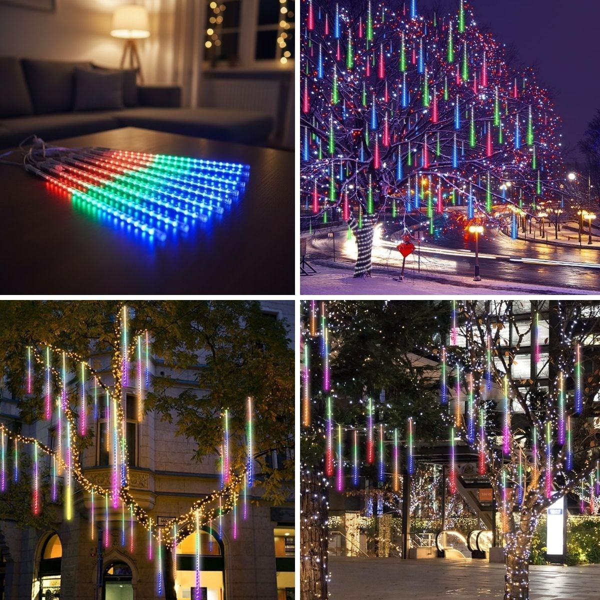 10’lu 45 CM Uzunluğunda Plastik Meteor 2m Kablo LED USB RGB Ağaç Işığı – Renk Değiştiren Asmalı Dekoratif Bahçe ve Dış Mekan Aydınlatması