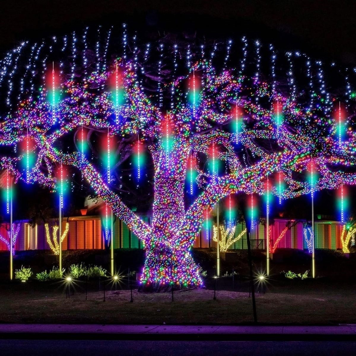 10’lu 45 CM Uzunluğunda Plastik Meteor 2m Kablo LED USB RGB Ağaç Işığı – Renk Değiştiren Asmalı Dekoratif Bahçe ve Dış Mekan Aydınlatması