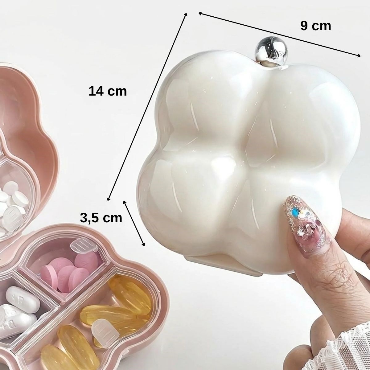BUFFER® Kompakt Çiçek Model İlaç Kutusu – 7 Bölmeli Günlük ve Seyahat Tipi Mini Hap Düzenleyici
