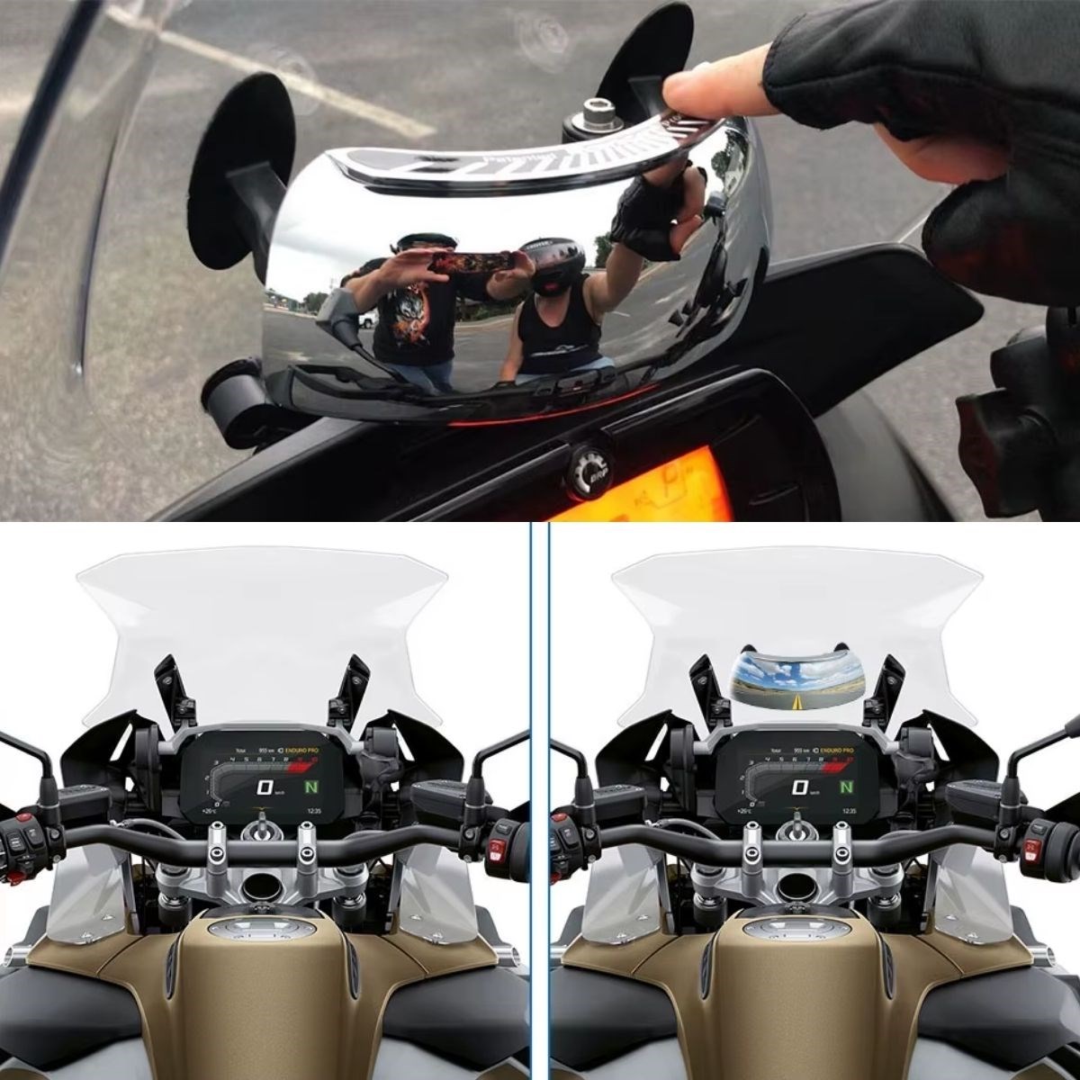 BUFFER® Motosiklet İçin Islanmaya Dayanıklı Geniş Açı Görme ve Kör Nokta Aynası