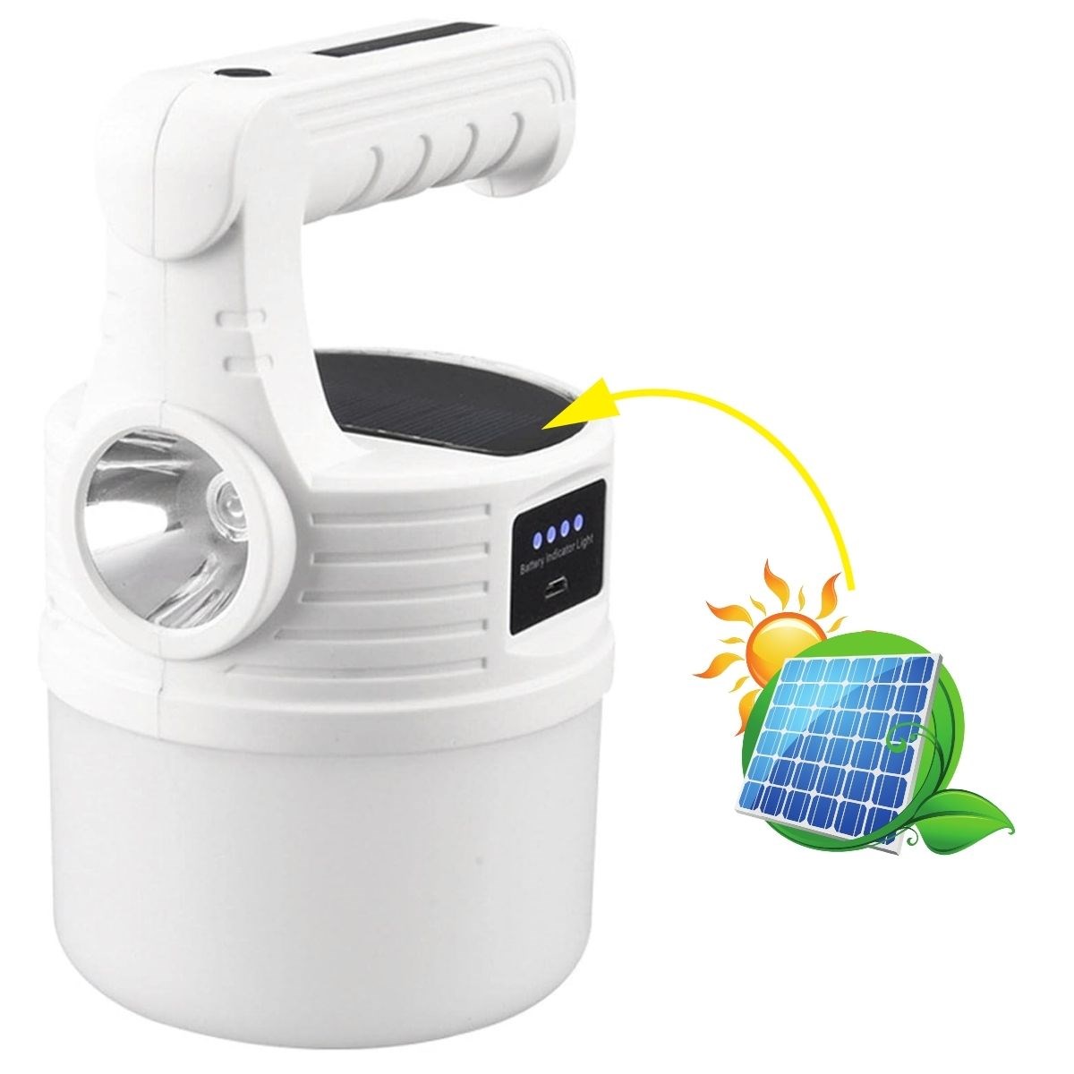 BUFFER® LED Güneş Enerjili Kamp Lambası–2000 Lümen Süper Parlak, 5 Aydınlatma Modlu,USB ile Şarj Edilebilir Dış Mekan,Asılabilir Torch El Feneri