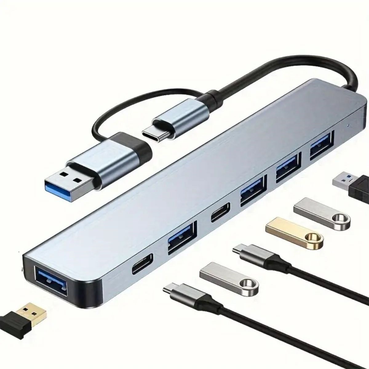 BUFFER® 8 in 1 Usb Çevirici Notebook Macbook Type-C Uyumlu Çoklayıcı Görüntü Aktarıcı Hub