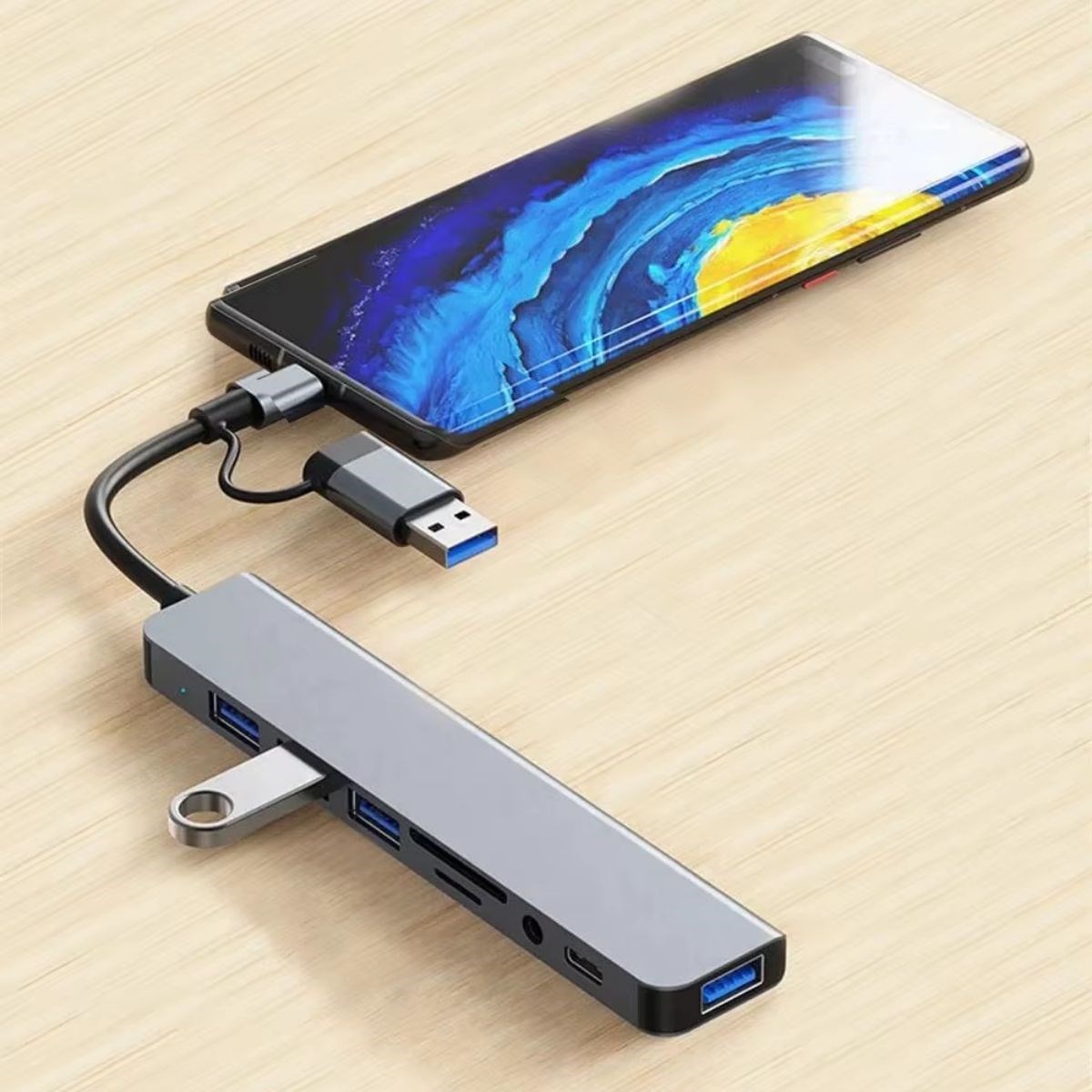 BUFFER® 8 in 1 Usb Çevirici Notebook Macbook Type-C Uyumlu Çoklayıcı Görüntü Aktarıcı Hub