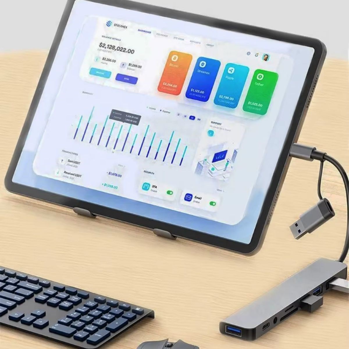 BUFFER® 8 in 1 Usb Çevirici Notebook Macbook Type-C Uyumlu Çoklayıcı Görüntü Aktarıcı Hub