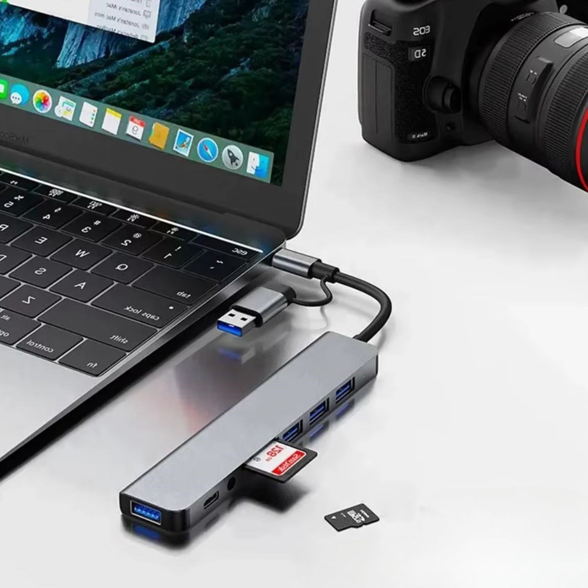 BUFFER® 8 in 1 Usb Çevirici Notebook Macbook Type-C Uyumlu Çoklayıcı Görüntü Aktarıcı Hub