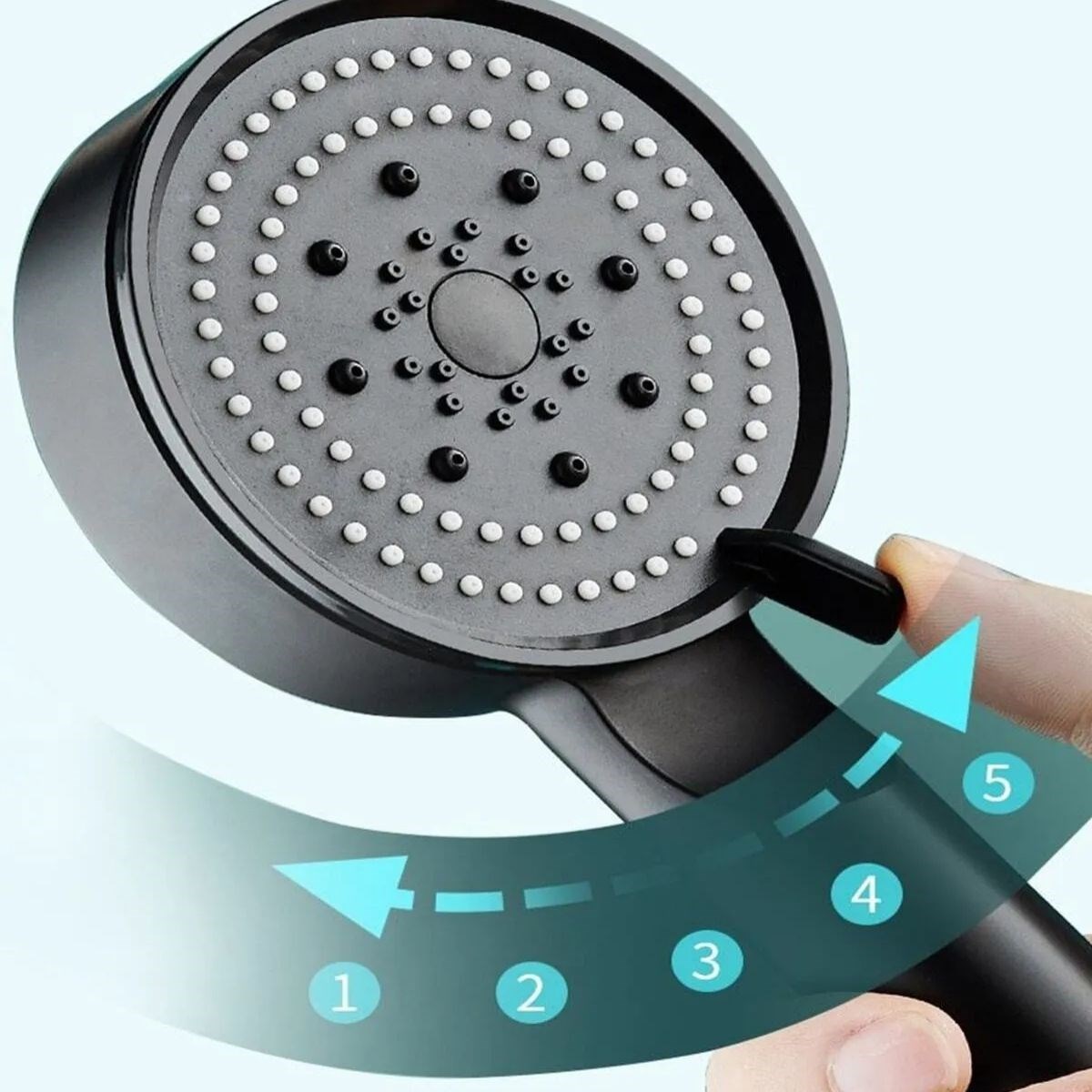 BUFFER® 5 Fonksiyonlu Yüksek Basınçlı Ayarlanabilir Siyah Duş Başlığı
