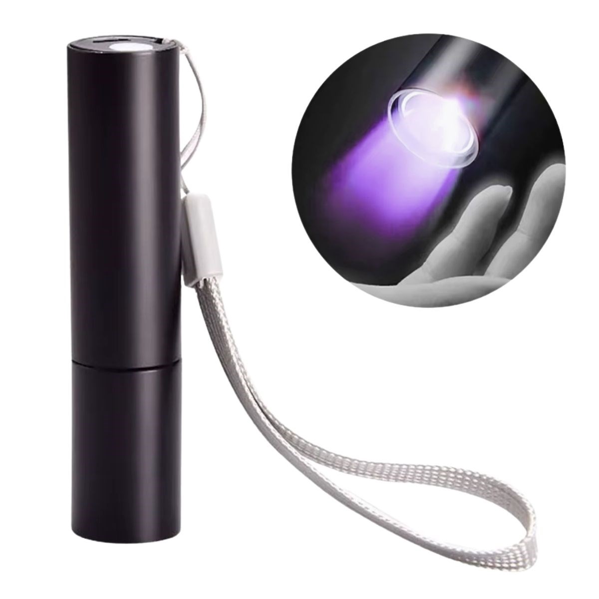 BUFFER® Mini Cep Boy USB İle Şarj Olan Oje Kurutucu Sahte Para Kontol LED UV Mor Işık El Feneri