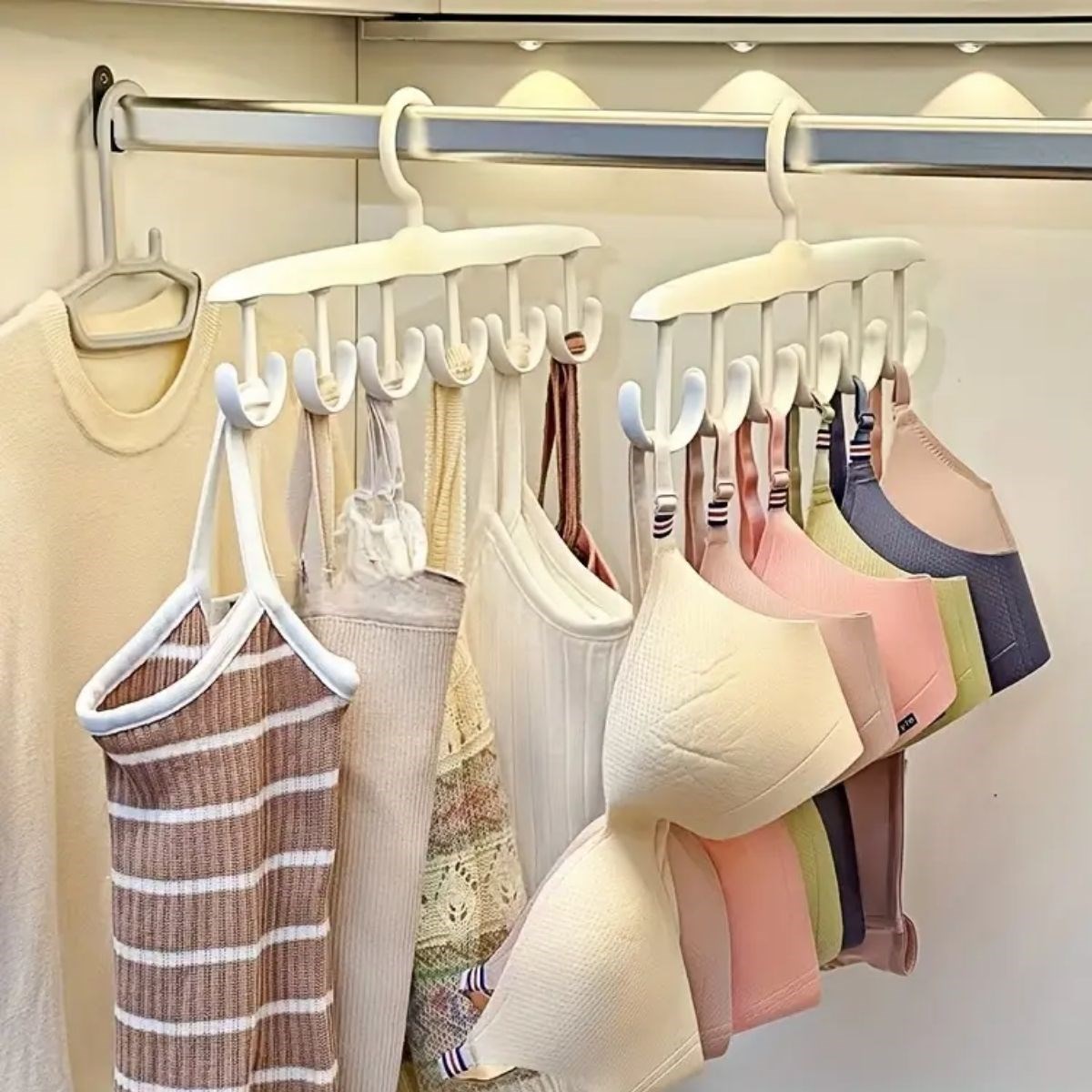 1 Adet Yer Tasarruflu 6 Kancalı Plastik Dolap İçi Düzenleyici Pratik Askı
