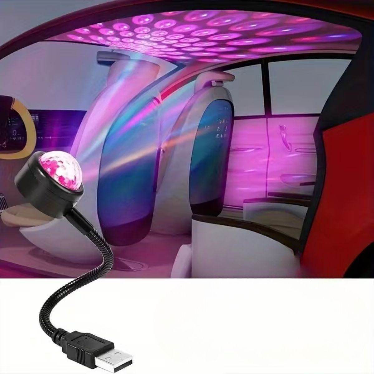 BUFFER® USB Sese Duyarlı 8 Farklı Mod Işıklı LED Atmosfer Işığı – Ambiyans Aydınlatması