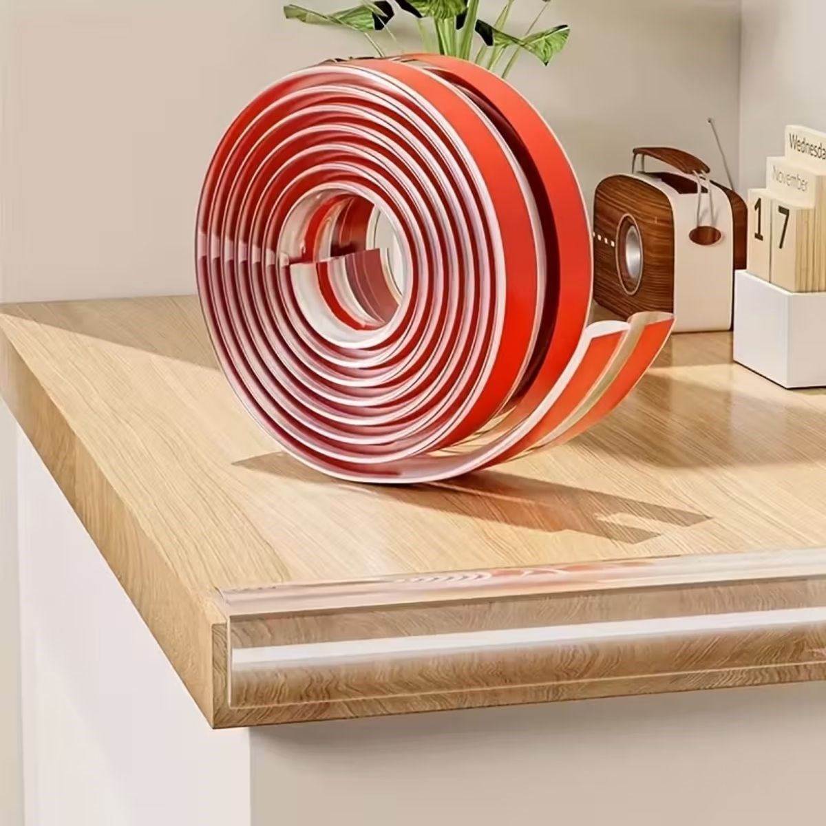 BUFFER® 2 Metre Kenar Koruyucu Şerit, Silikon Şeffaf Masa Köşe Koruyucu Güçlü Bant
