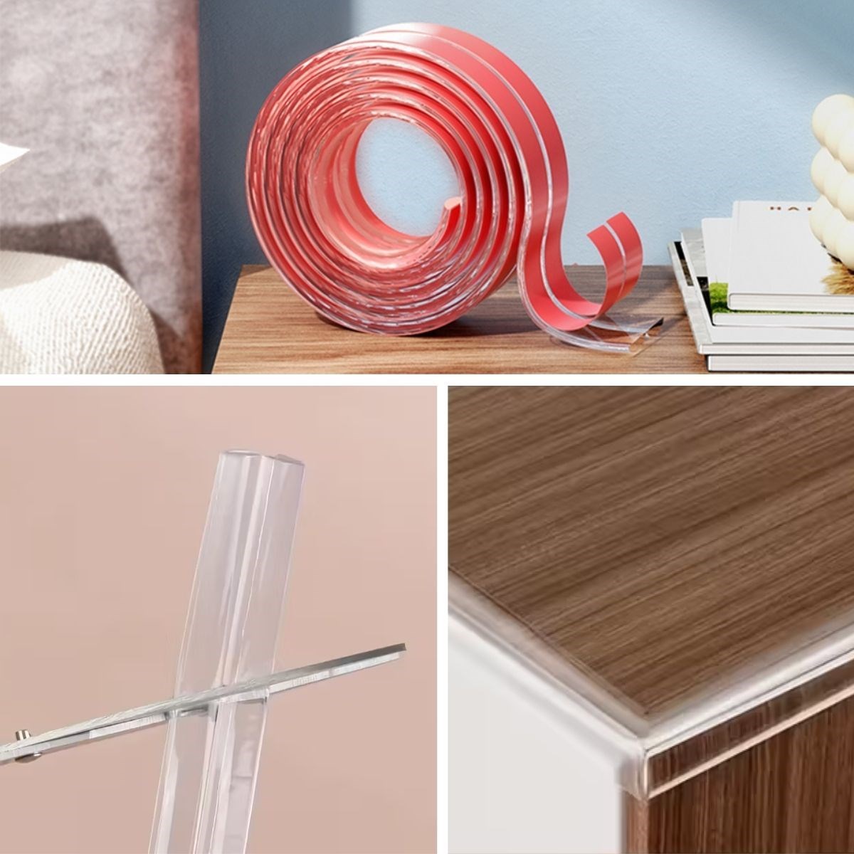 BUFFER® 2 Metre Kenar Koruyucu Şerit, Silikon Şeffaf Masa Köşe Koruyucu Güçlü Bant