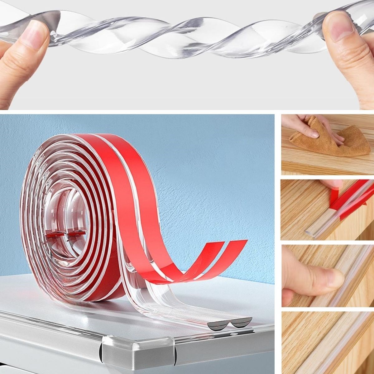 BUFFER® 2 Metre Kenar Koruyucu Şerit, Silikon Şeffaf Masa Köşe Koruyucu Güçlü Bant
