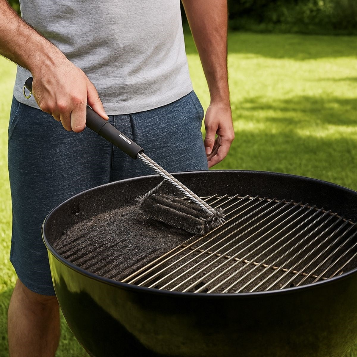 BUFFER® Mangal Izgara Temizleme Fırçası – Paslanmaz Çelik Telli, Uzun Saplı Grill Temizlik Aparatı Mangal Temizlik Fırçası