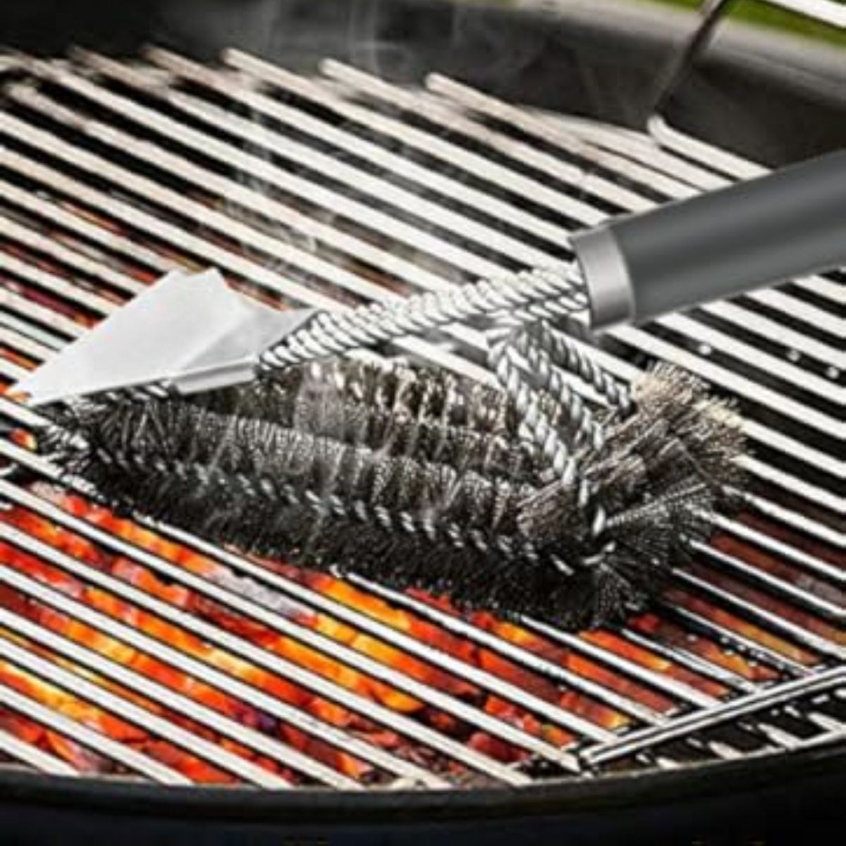 BUFFER® Mangal Izgara Temizleme Fırçası – Paslanmaz Çelik Telli, Uzun Saplı Grill Temizlik Aparatı Mangal Temizlik Fırçası