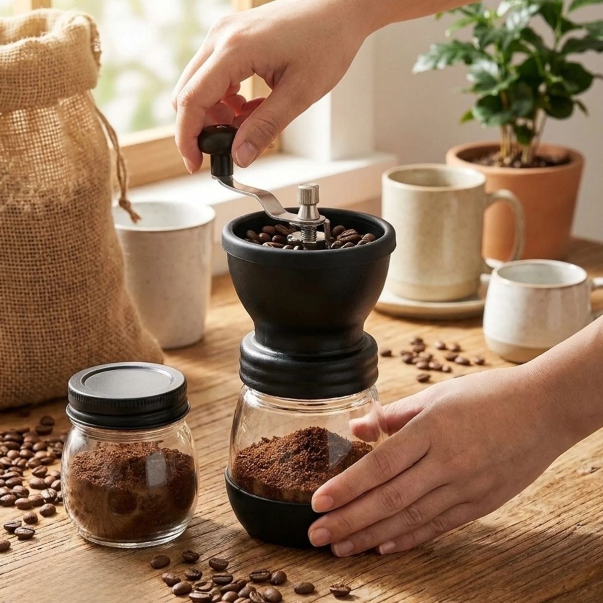 BUFFER® Manuel Cam Hazneli Kahve ve Baharat Öğütücü  – Yedek Cam Hazneli Baharat ve Kahve Çekirdek Değirmeni