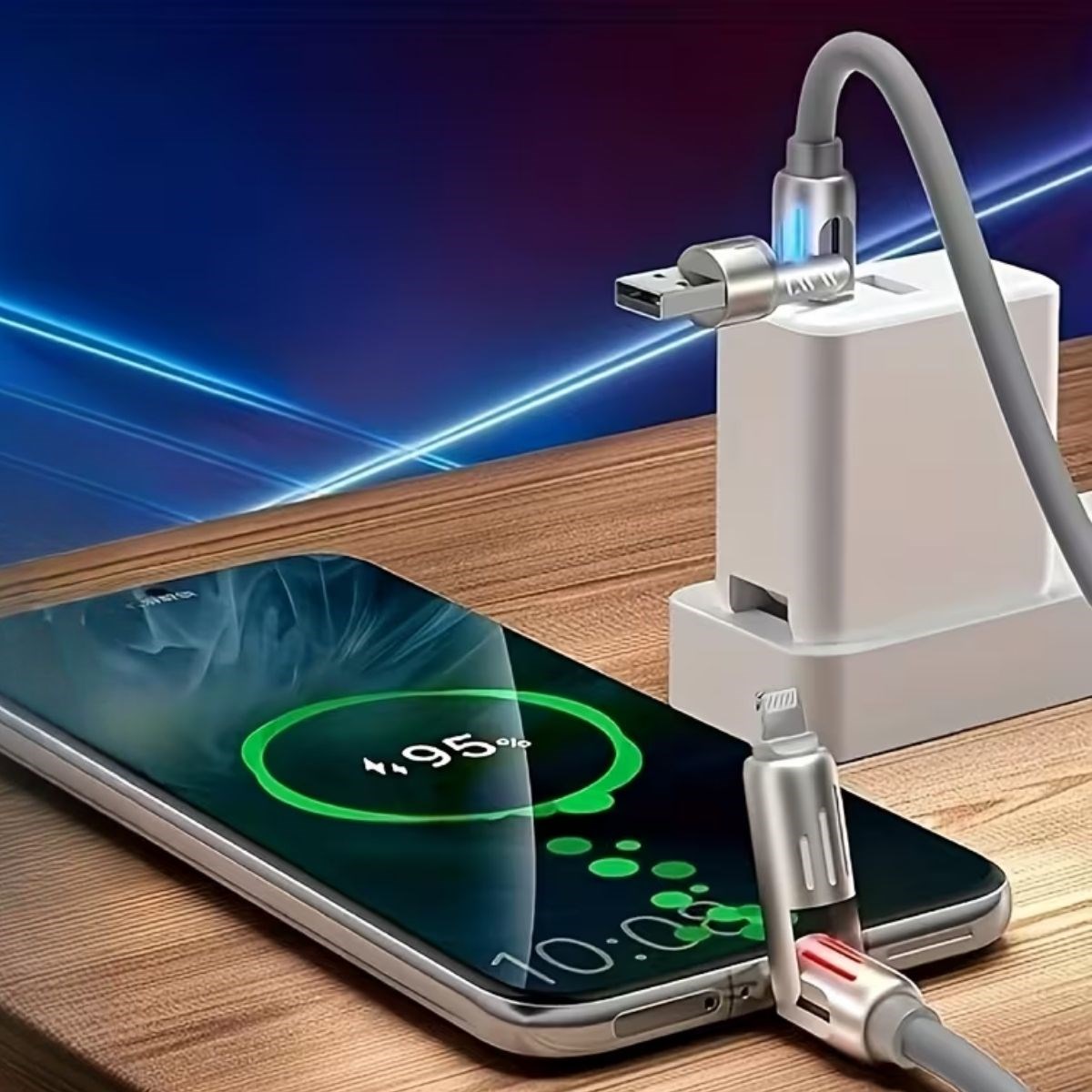 BUFFER® 4’ü 1arada Hızlı Şarj Etme Özellikli Bir Ucu TYPE-C ve USB-A Diğer Ucu TYPE-C ve Lightning Uçlu 240W Şarj Kablosu