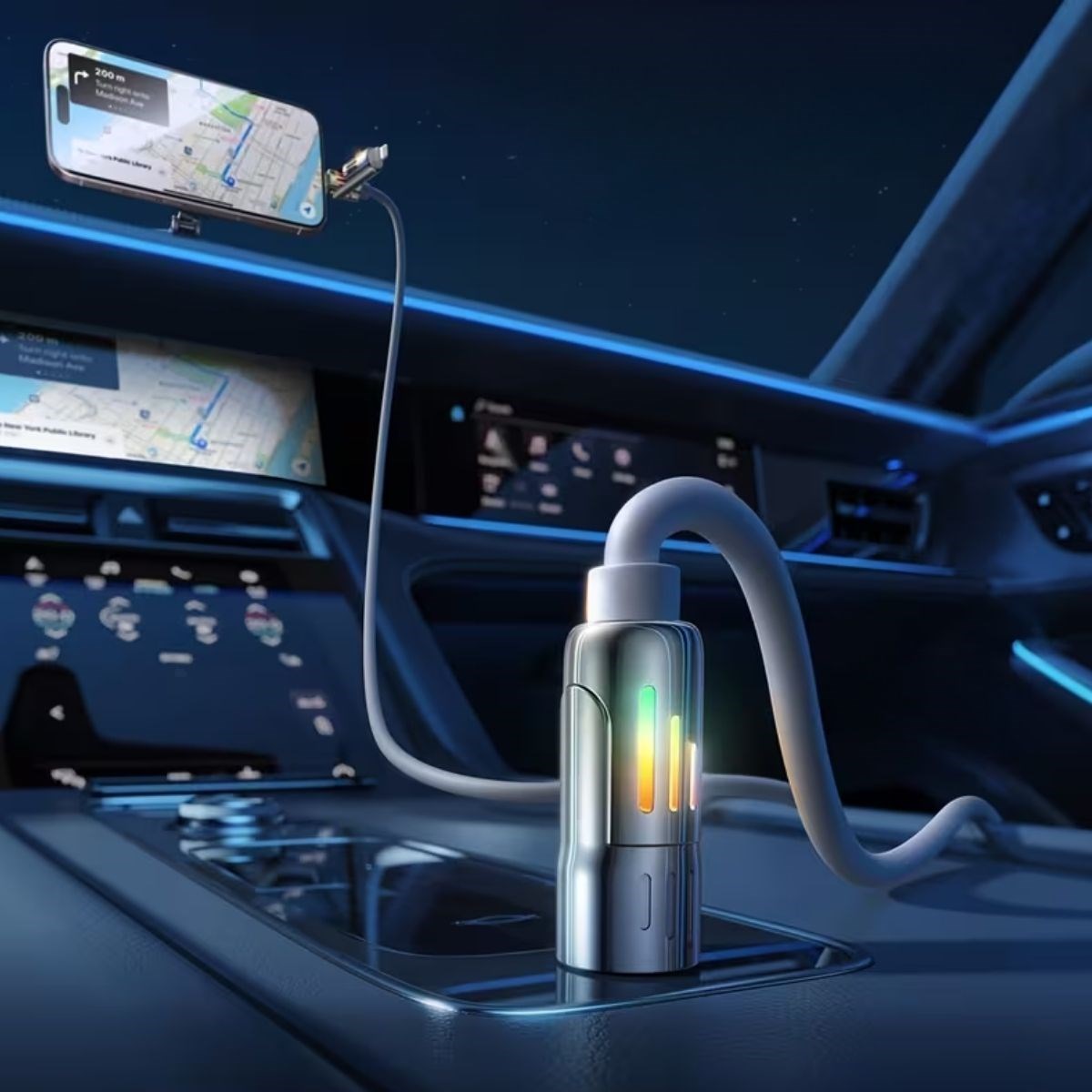 BUFFER® 4’ü 1arada Hızlı Şarj Etme Özellikli Bir Ucu TYPE-C ve USB-A Diğer Ucu TYPE-C ve Lightning Uçlu 240W Şarj Kablosu