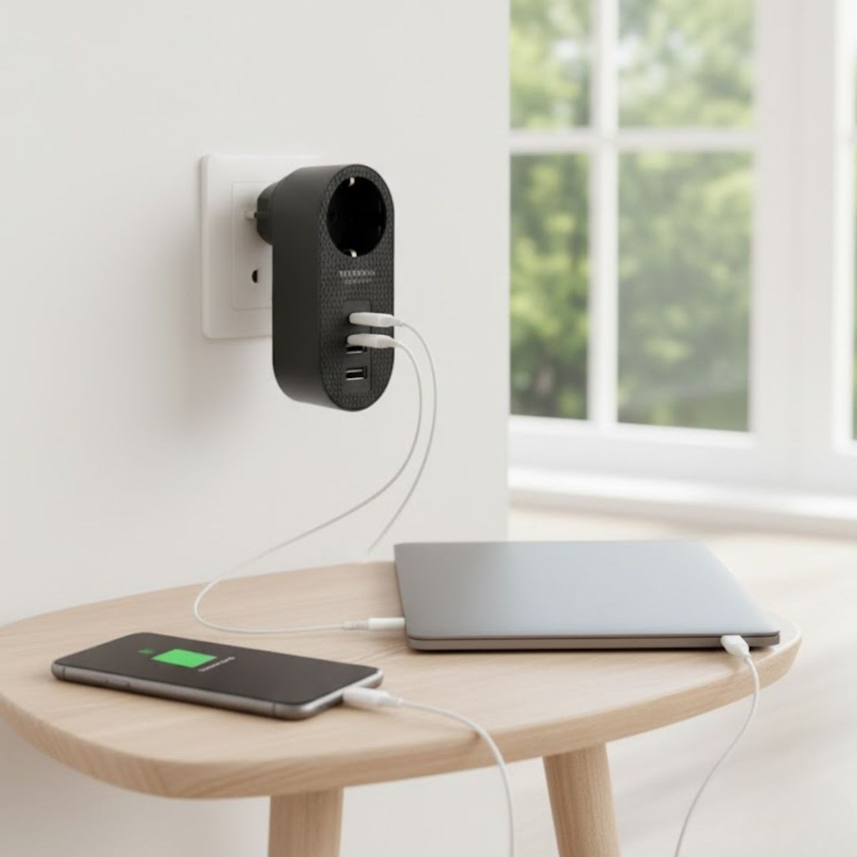 BUFFER® 2 USB,1 TYPE-C Girişli 1’li Çocuk Korumalı,Isıya Karşı Dayanıklı 2500Watt Termal Akım Korumalı Priz