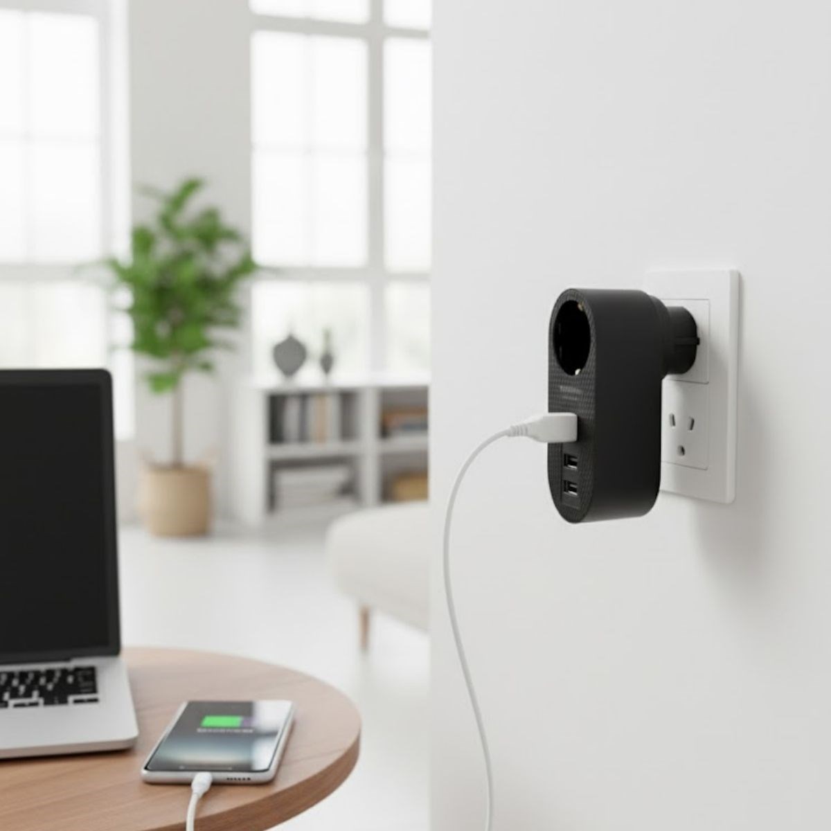 BUFFER® 2 USB,1 TYPE-C Girişli 1’li Çocuk Korumalı,Isıya Karşı Dayanıklı 2500Watt Termal Akım Korumalı Priz