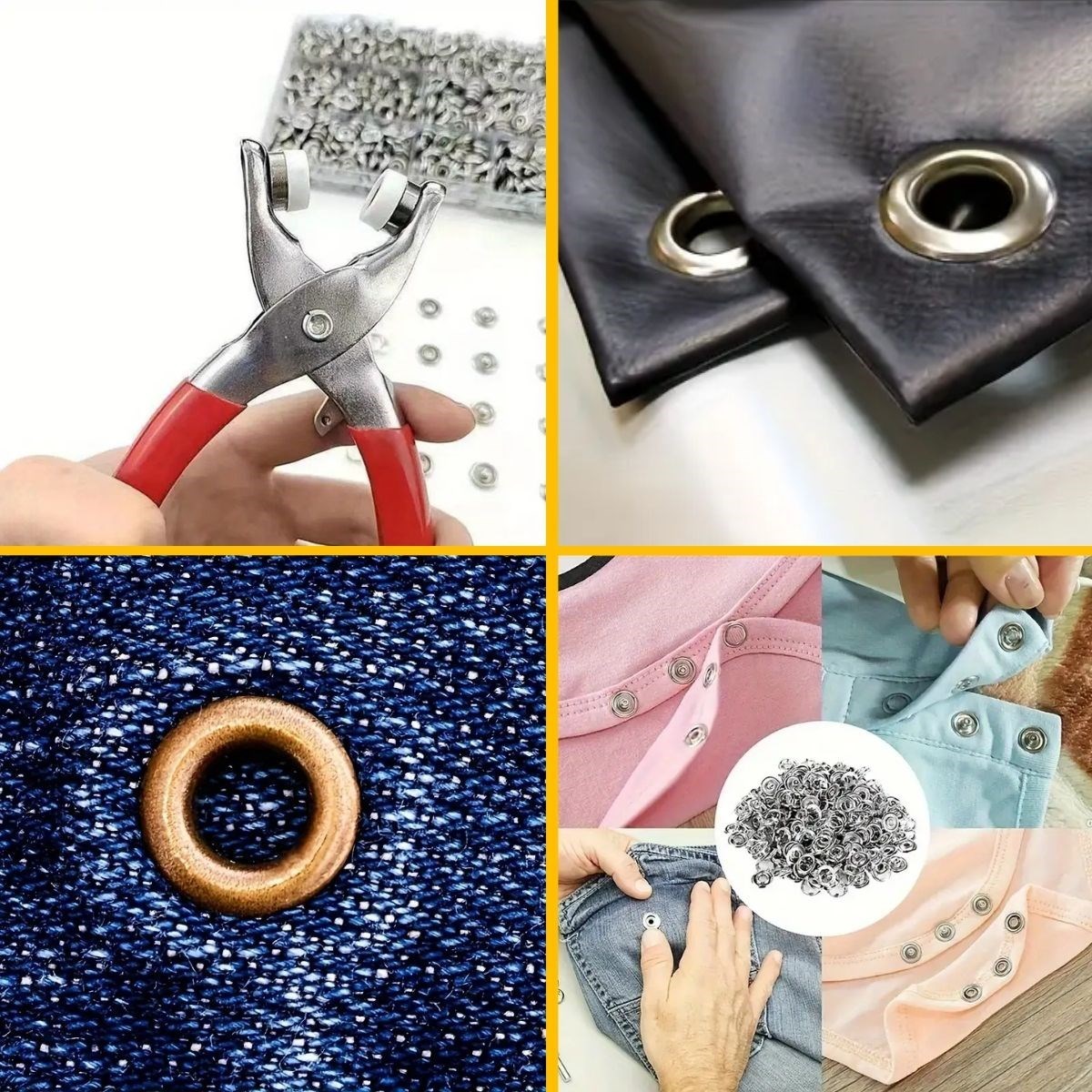 BUFFER® 100 adet Paslanmaz Çelik Çıtçıt ve Pense Seti Metal Çıt Çıt Makinesi
