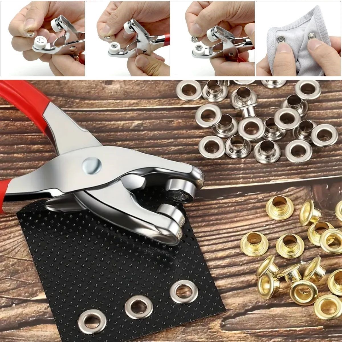 BUFFER® 100 adet Paslanmaz Çelik Çıtçıt ve Pense Seti Metal Çıt Çıt Makinesi