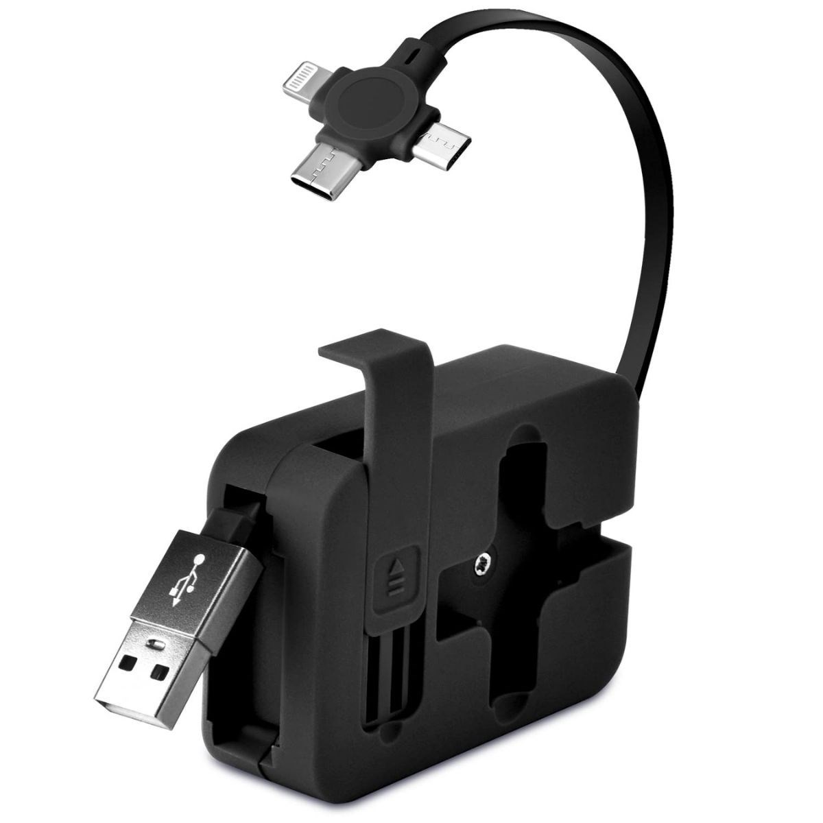 Cep Tipi Telefon Tutuculu Makaralı Uzayıp Kısalabilen 3’ü 1 Arada USB Şarj Kablosu