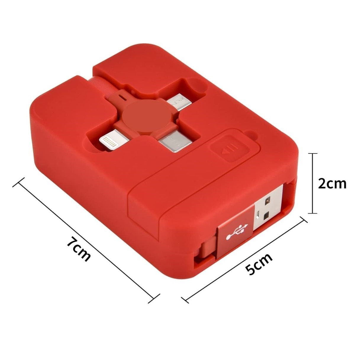 Cep Tipi Telefon Tutuculu Makaralı Uzayıp Kısalabilen 3’ü 1 Arada USB Şarj Kablosu